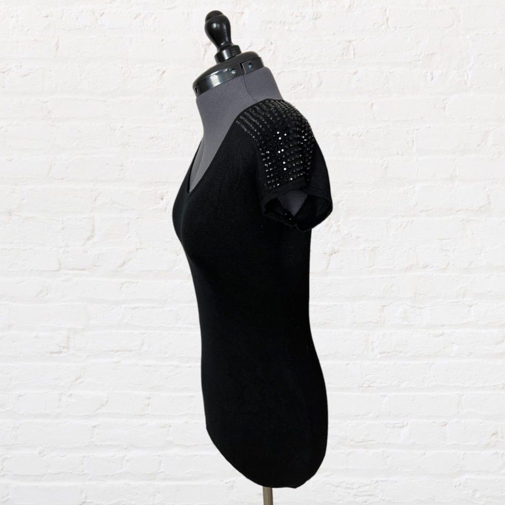 Black Shirt with Rhinestone Shoulder Detail, Express, Size XS
